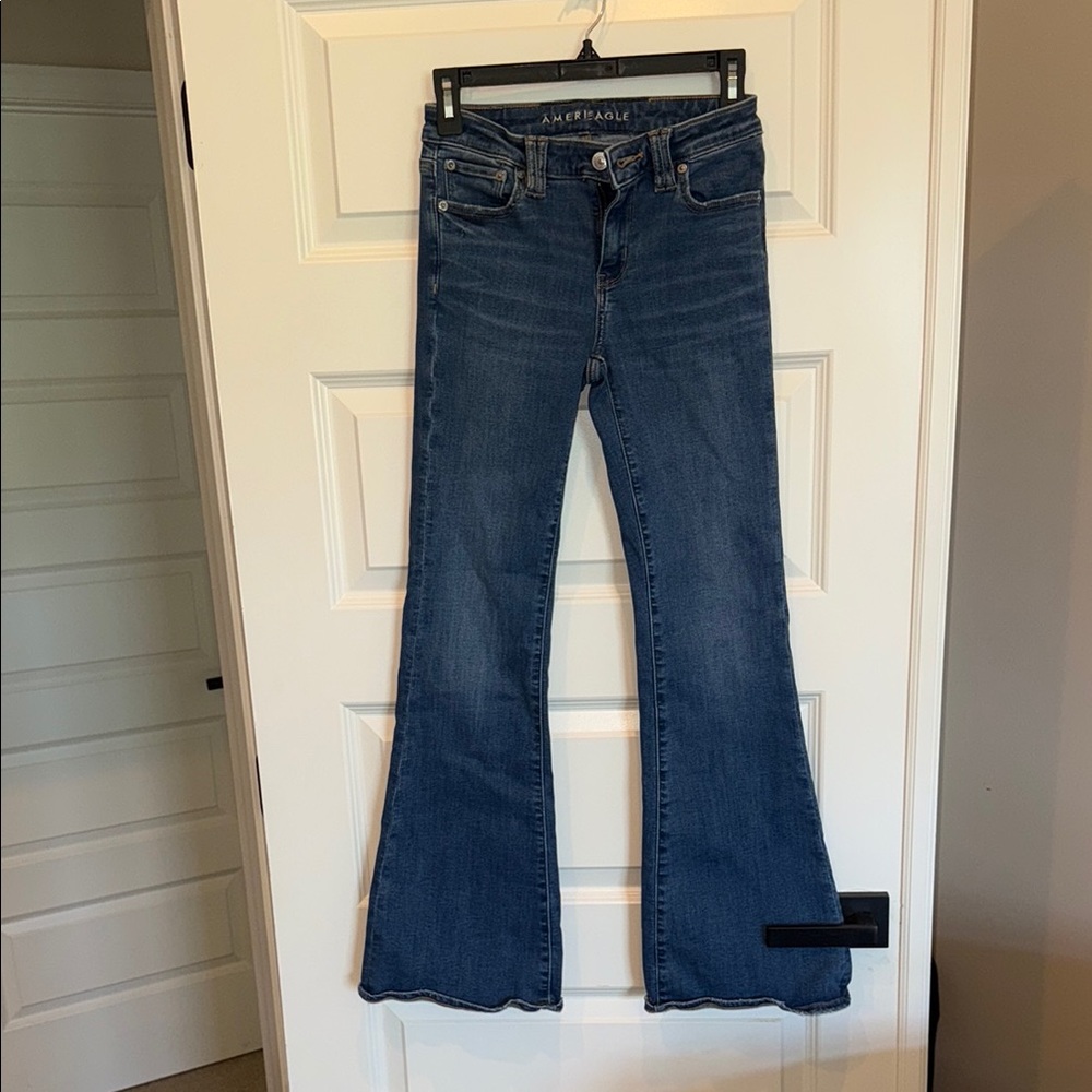 American Eagle Outfitters Blue Flare Wide Leg Jeans